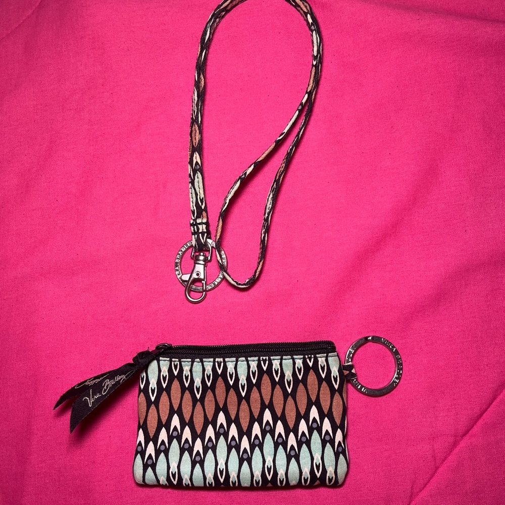 Vera Bradley Zip ID & Lanyard in “Sierra Stream” Summer 2015 Set Preowned